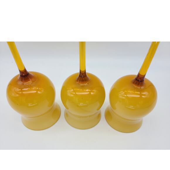 Vintage Carlo Morretti Italy 3 Long Stem Cased Ombre Carmel Glass Candle Holders - Picture 6 of 7